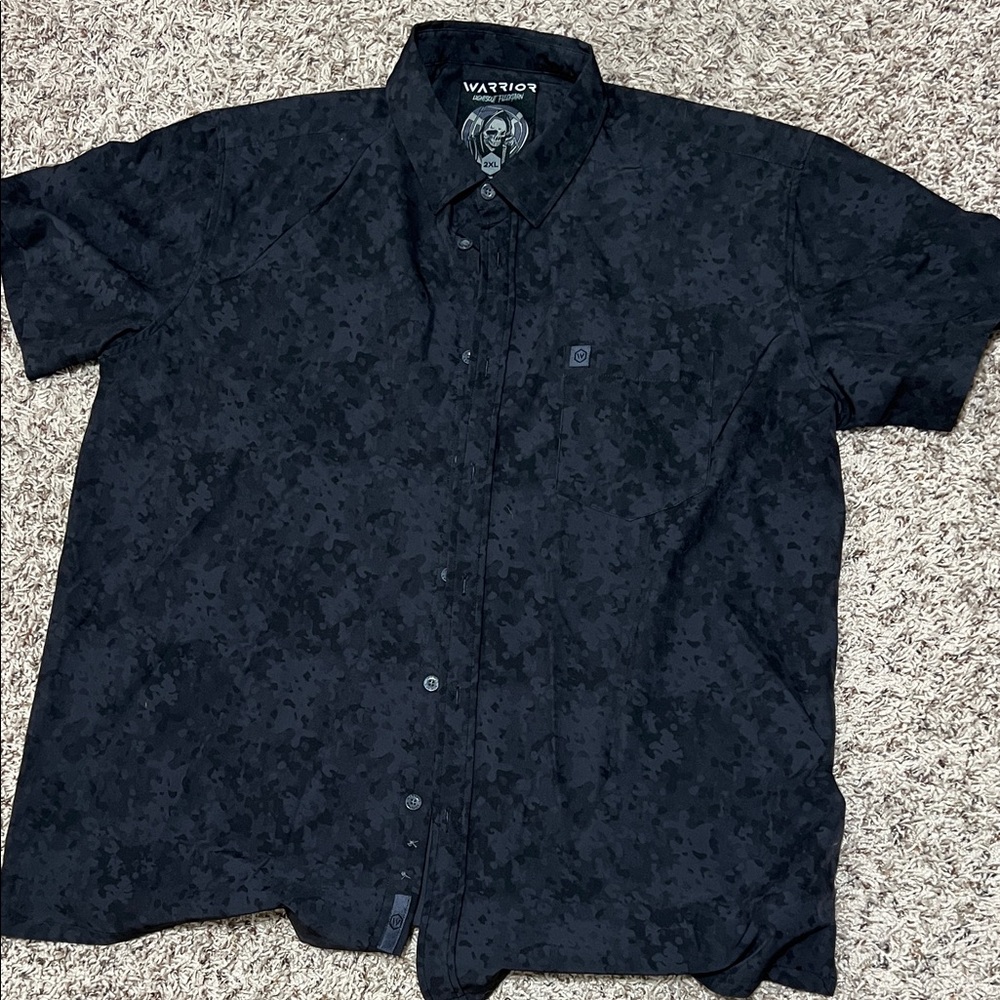 Warrior Black Casual Button Down Shirt for Men